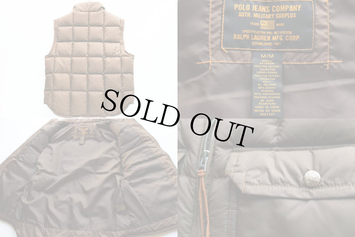 画像3: 00s POLO JEANSポロ ジーンズ ラルフローレン ダウンベスト 焦げ茶 M (3)