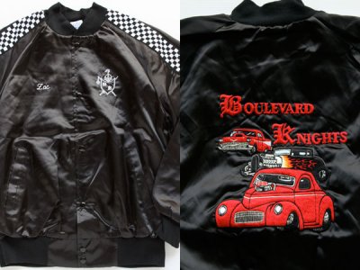 画像1: 80s BOULEVARDKNIGHTS HOTROD カークラブ刺繍 ナイロンジャケット L