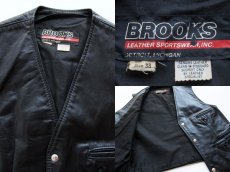 画像3: 80s BROOKSブルックス レザーベスト 黒 38 (3)