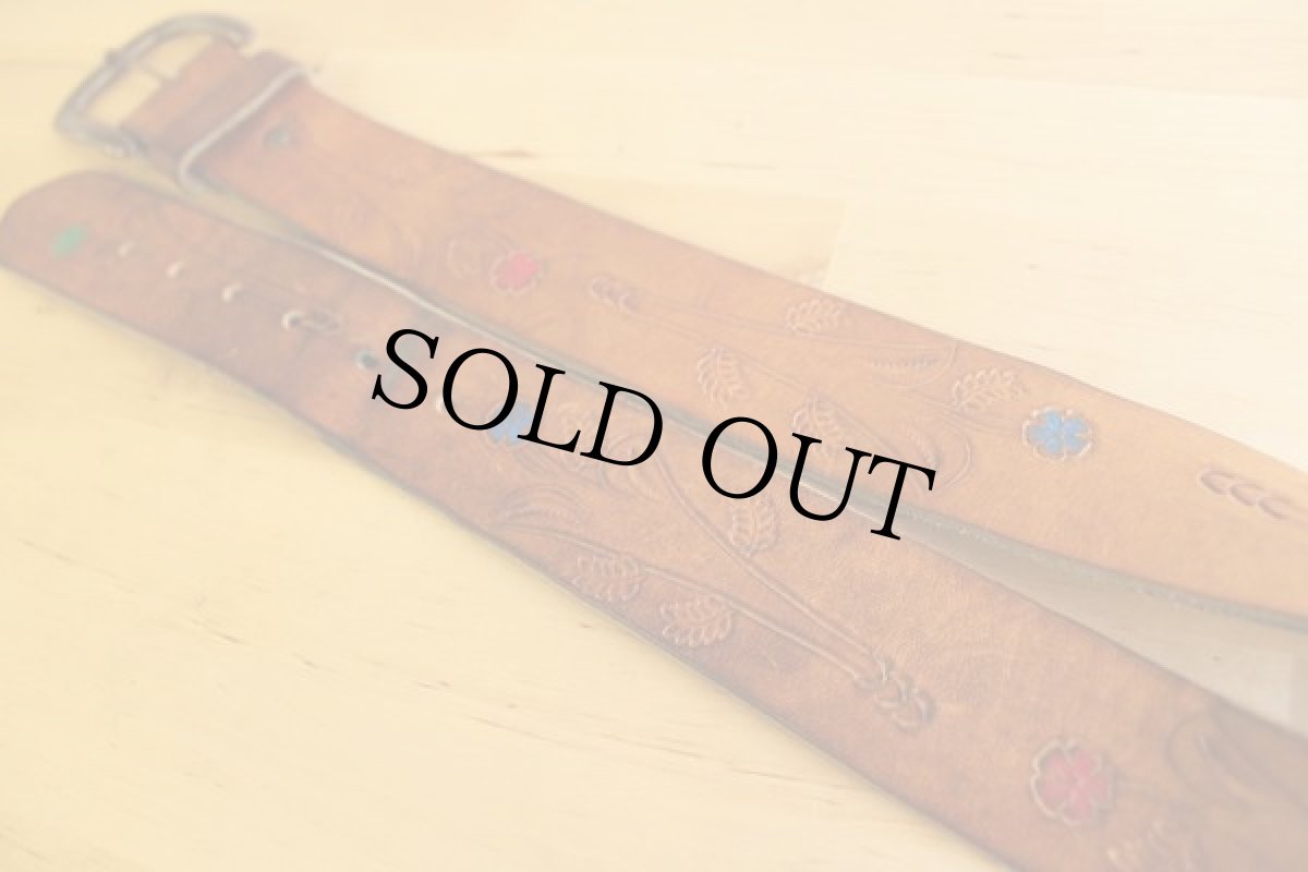 画像3: 70's 花柄カービング レザーベルト (3)