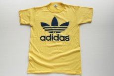 画像2: 80s USA製 adidasアディダス トレフォイル ビッグロゴ Tシャツ 黄 M (2)