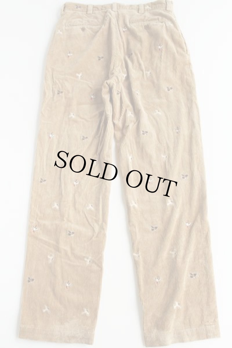 画像2: ポロ ラルフローレン キジ刺繍 総柄 太畝 コーデュロイパンツ 薄茶 w34★スラックス (2)