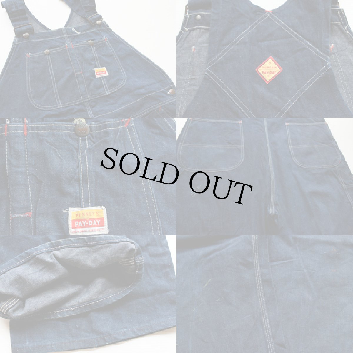 画像2: 50s USA製 PENNEY'S PAYDAY インディゴ デニム オーバーオール (2)
