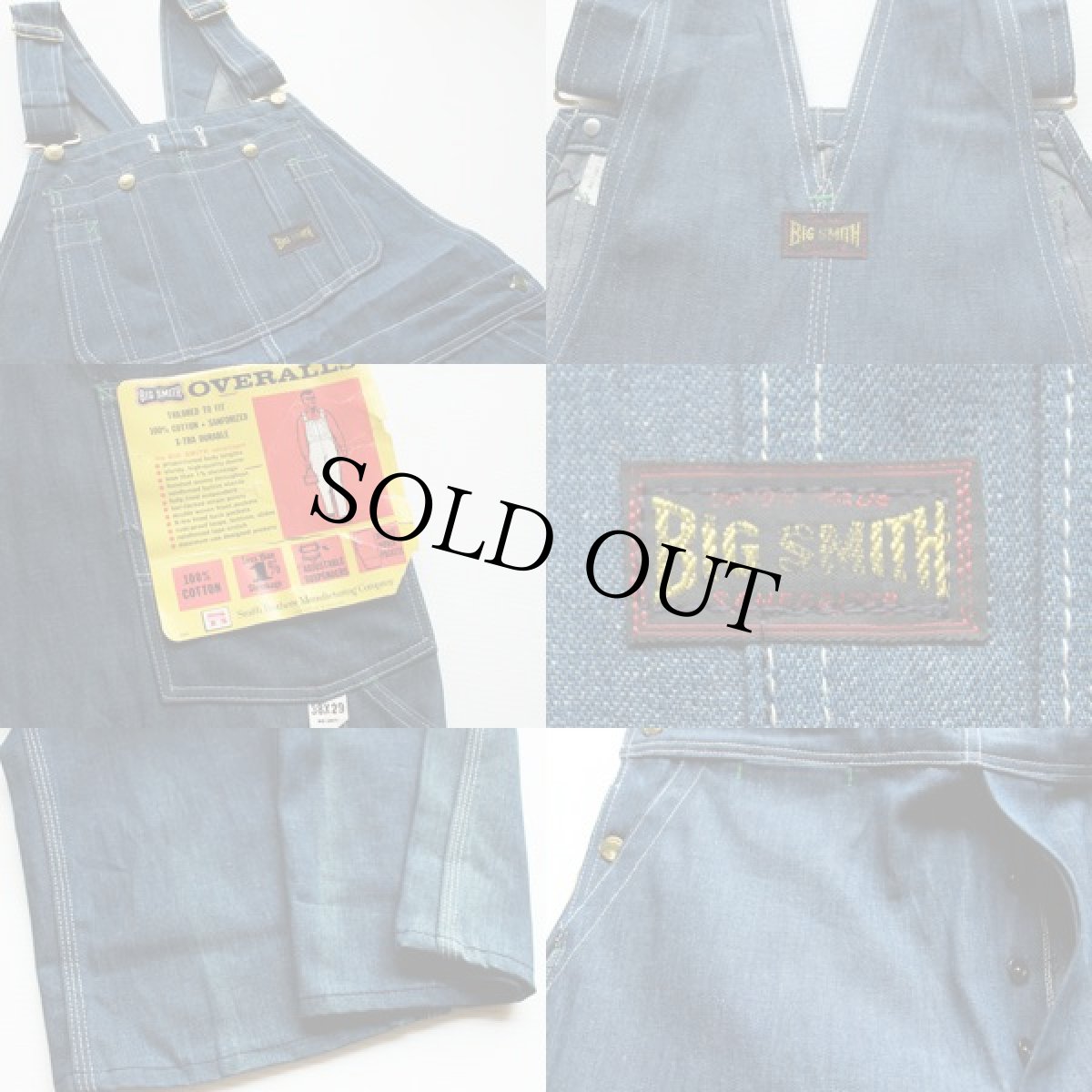 画像3: デッドストック★50s BIG SMITHビッグスミス デニム オーバーオール 38×29 (3)
