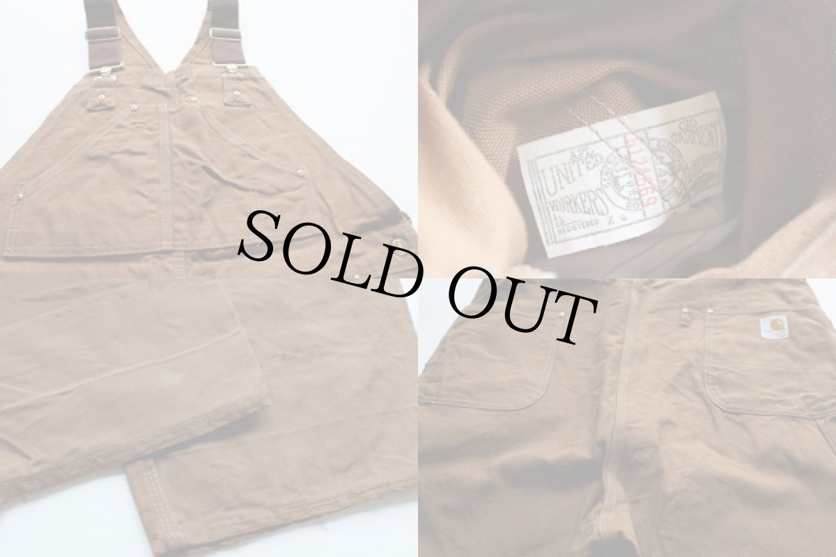 画像2: 70s carharttカーハート 山ポケ ダック地 ダブルニー オーバーオール (2)