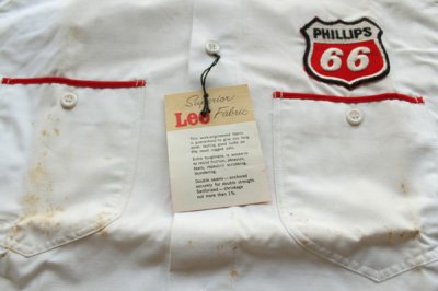 画像1: デッドストック★50s Leeリー PHILLIPS 66 パッチ&マチ付き 半袖 コットン ワークシャツ