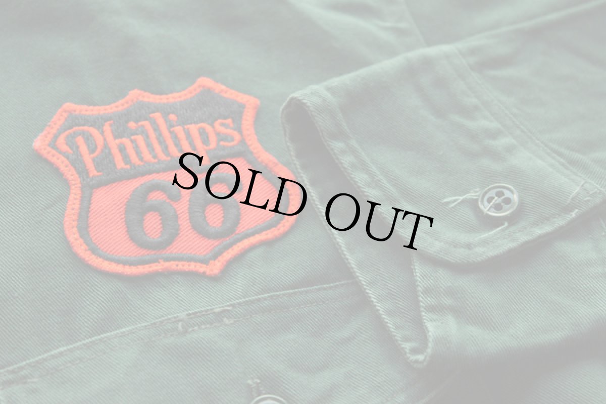 画像5: 50s Leeリー CHETOPA Phillips 66 パッチ&マチ付き ワークシャツ 深緑 (5)