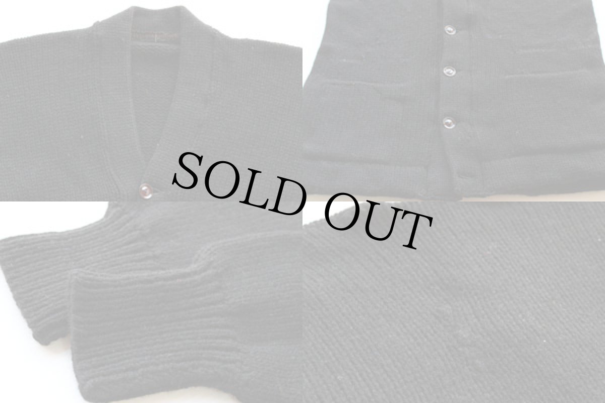 画像3: 50s ローゲージニット レタードカーディガン 黒 (3)