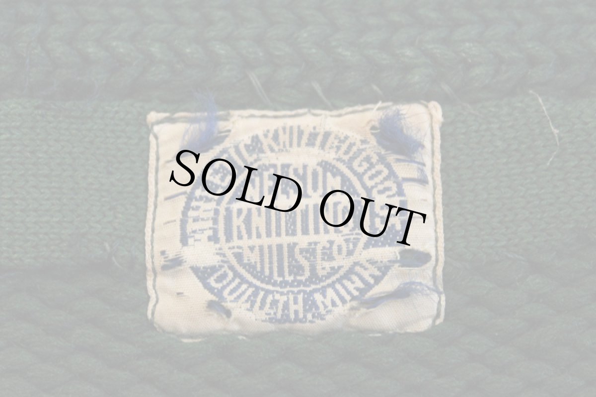 画像4: 40s NELSON KNITTING パッチ付き ローゲージ ウールニット レタードカーディガン 深緑 (4)