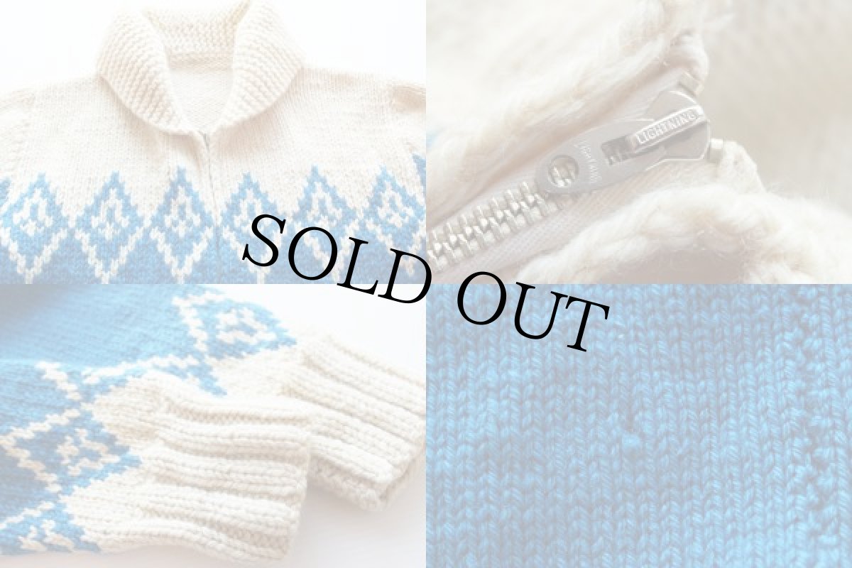 画像3: 60s ダイヤ柄  ウール カウチンセーター (3)