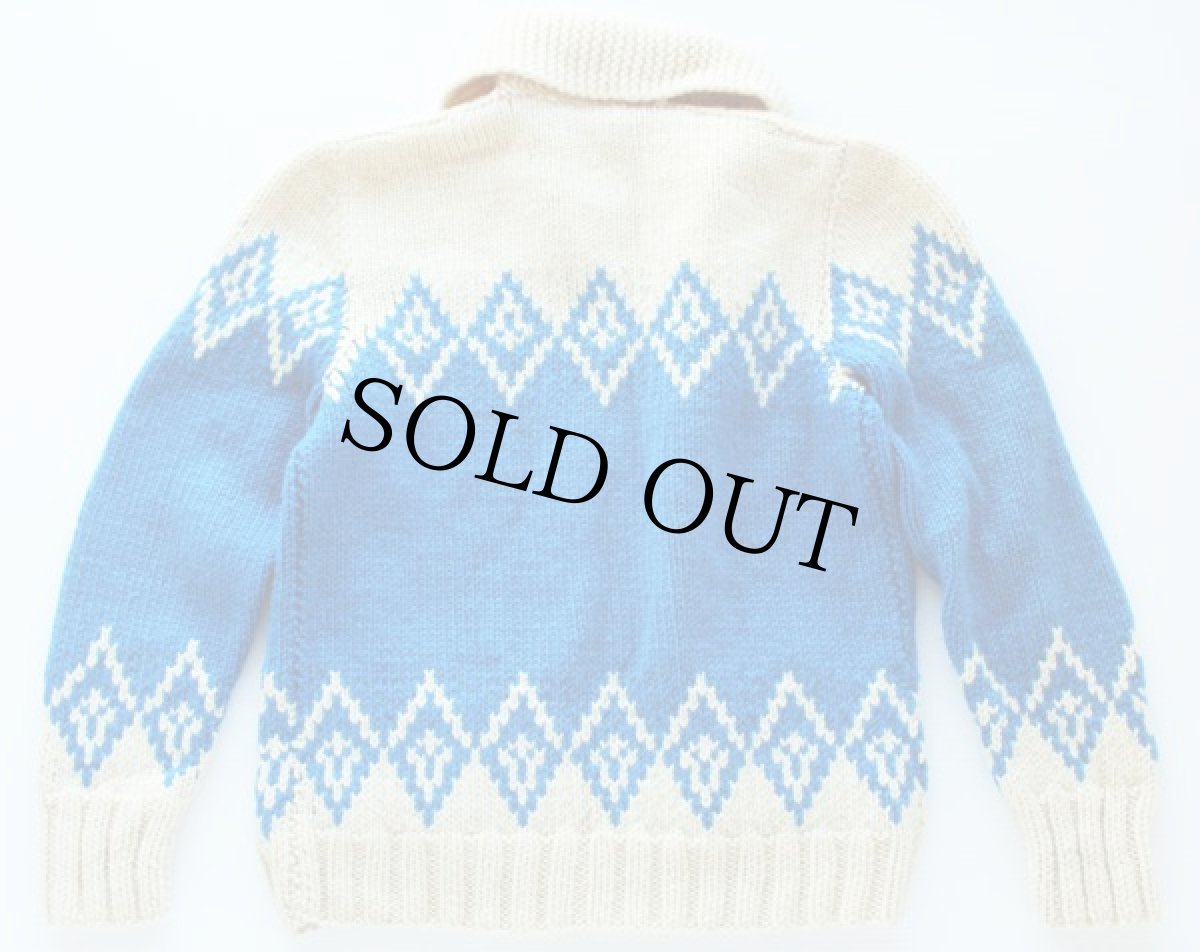 画像2: 60s ダイヤ柄  ウール カウチンセーター (2)