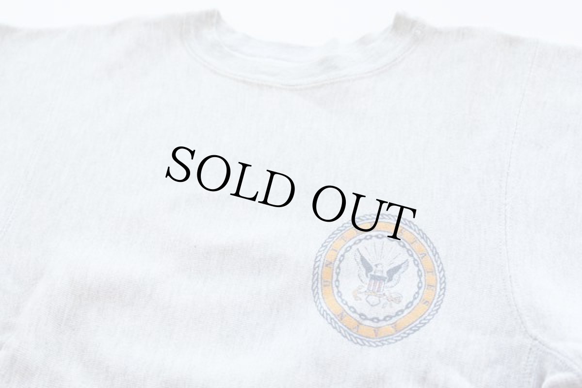 画像2: 80s USA製 Championチャンピオン UNITED STATES NAVY 染み込みプリント リバースウィーブ スウェット S (2)