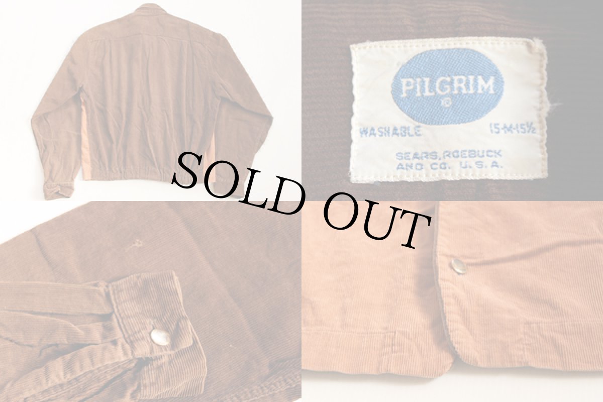 画像3: 60s SEARS PILGRIMピルグリム ツートン コーデュロイシャツ M (3)