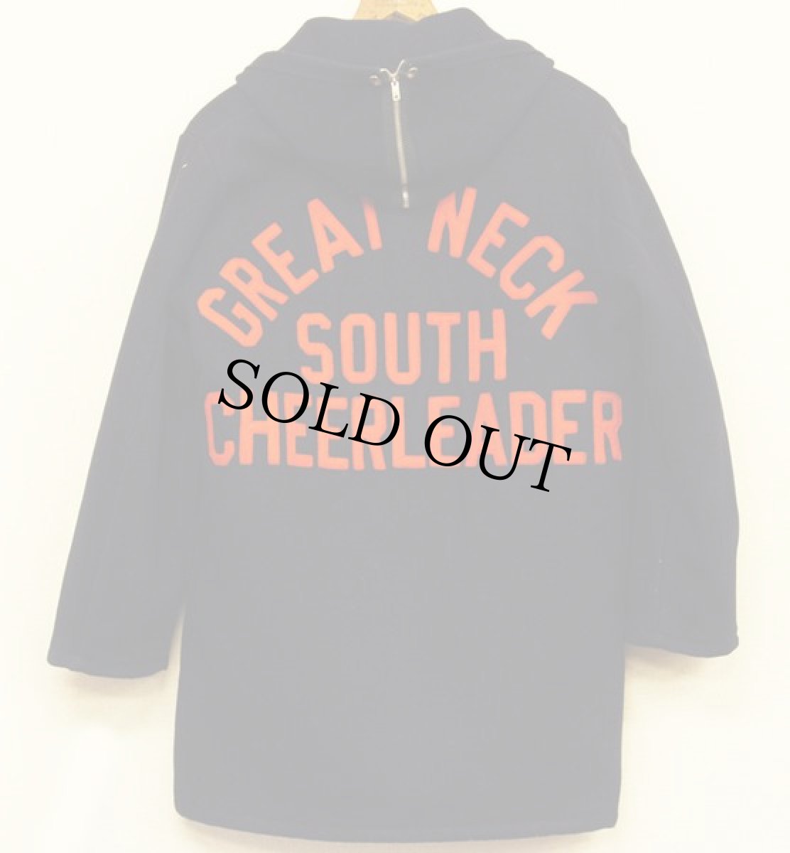 画像2: 80s USA製 empire フェルトパッチ付き メルトン ウール フーデッドコート 紺 S★ロング スタジャン (2)