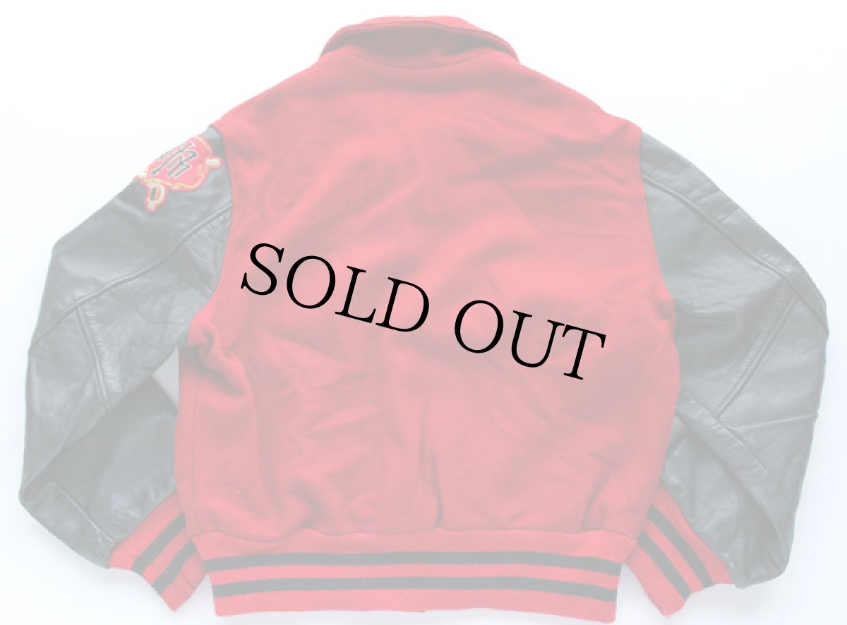 画像2: 50s BillDeane メルトン ウール 袖革 ボタンスタジャン 44★ボタスタ (2)