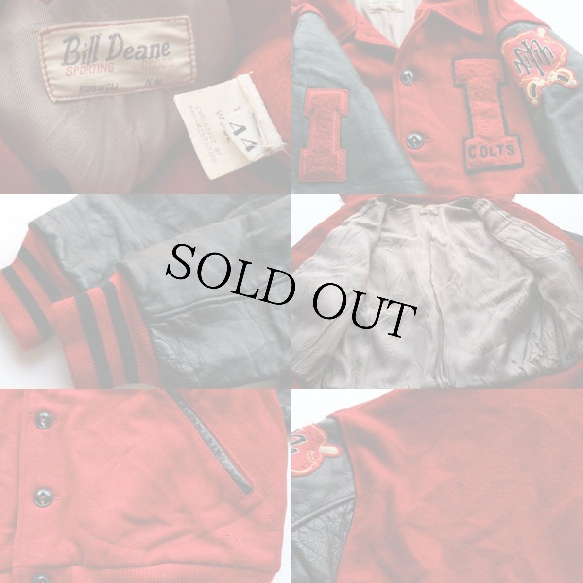 画像3: 50s BillDeane メルトン ウール 袖革 ボタンスタジャン 44★ボタスタ (3)