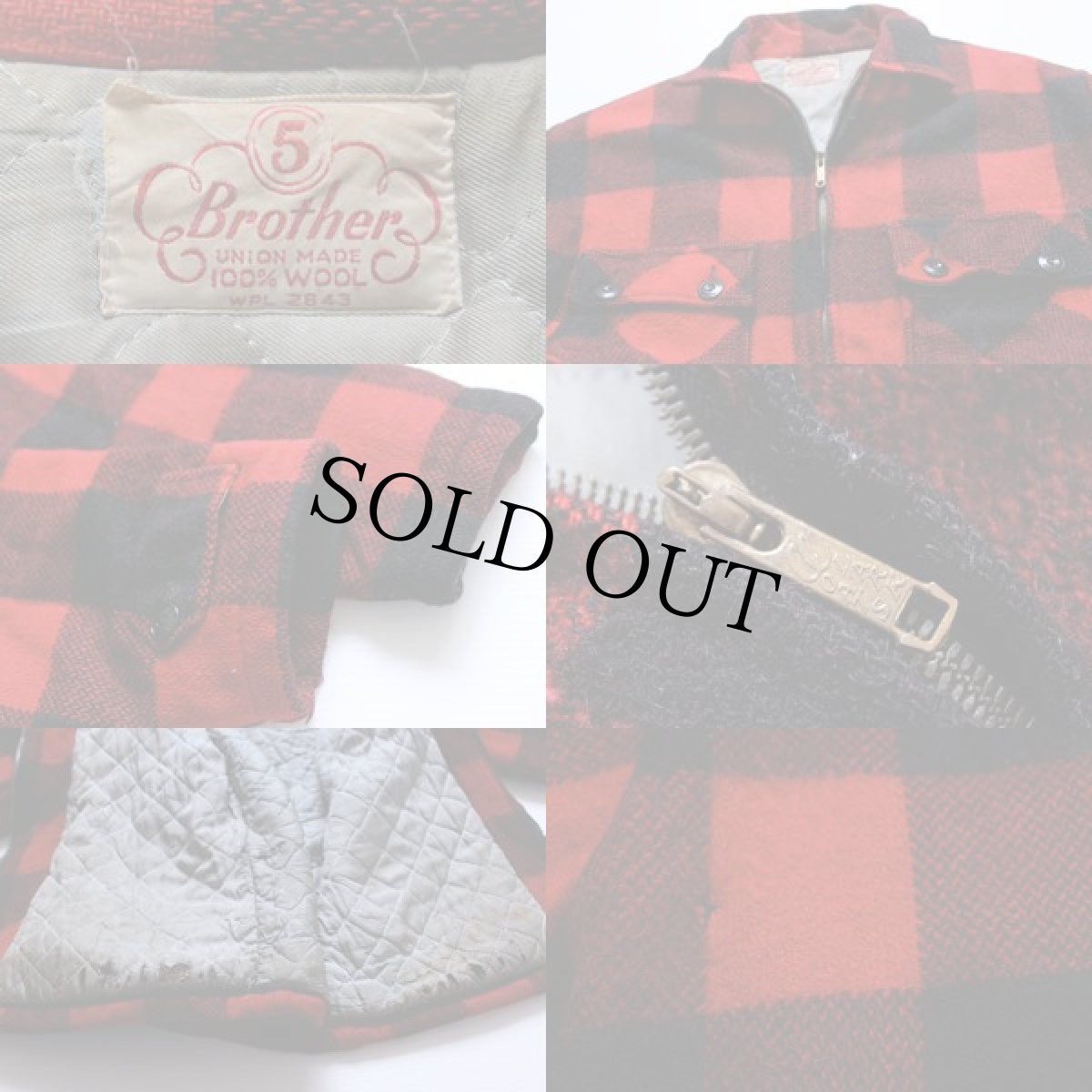 画像3: 50s 5 Brotherファイブブラザー ウールジャケット 赤×黒 (3)