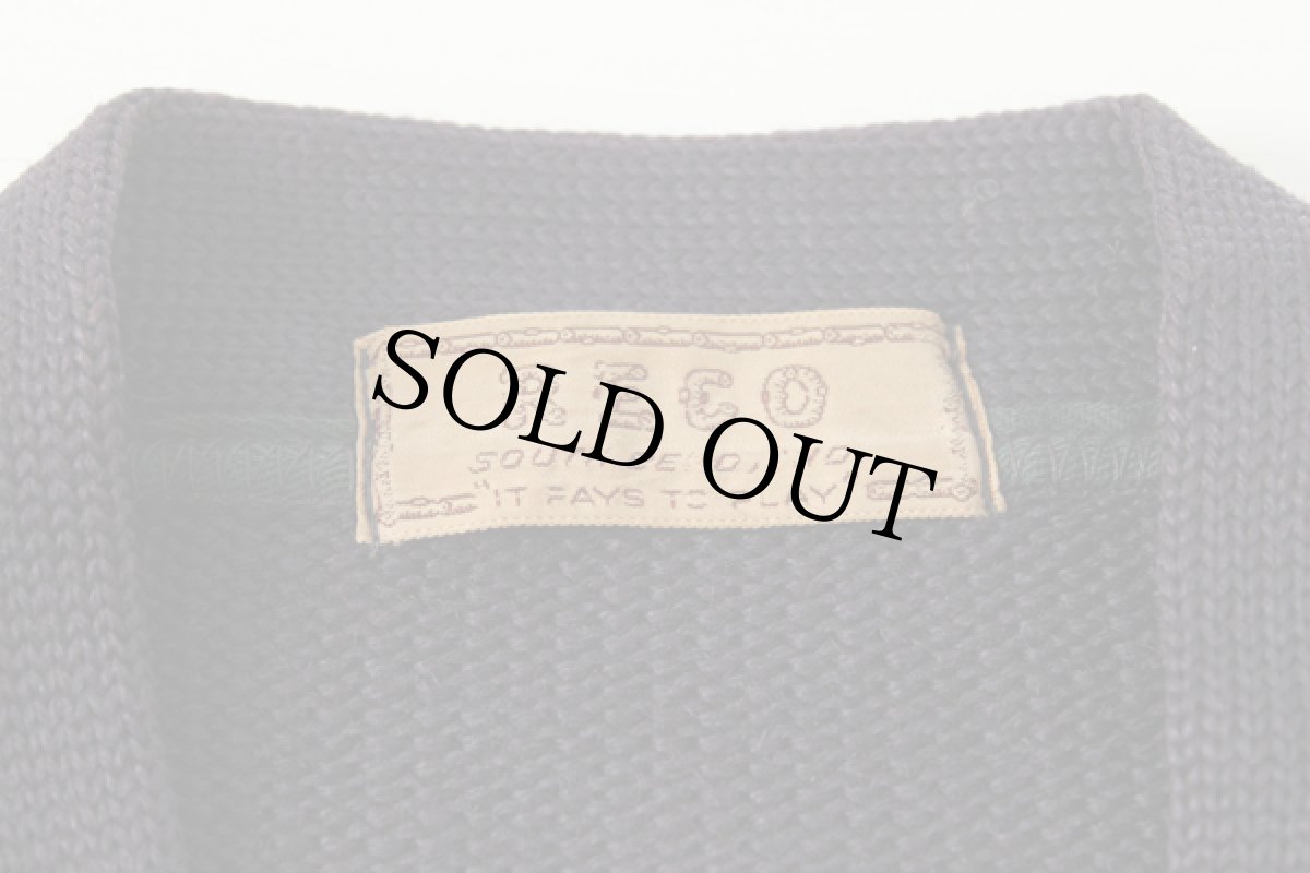 画像4: 50s NOTRE DAME ボクシング パッチ付き ウールニット レタードカーディガン 紺 (4)