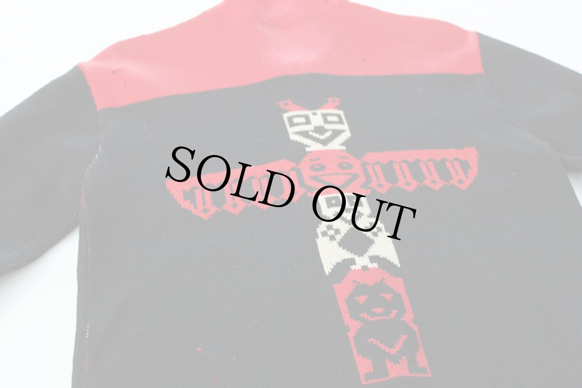 画像4: 50s TRAIL RIDGE トーテムポール柄 ウールニット フルジップ セーター (4)