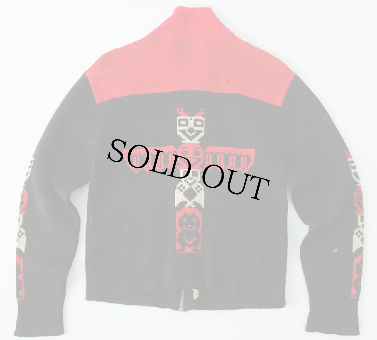 画像2: 50s TRAIL RIDGE トーテムポール柄 ウールニット フルジップ セーター (2)