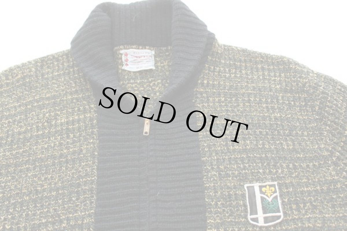 画像2: 50s PENNEY'S TOWNCRAFT ショールカラー ウールニット フルジップ セーター (2)
