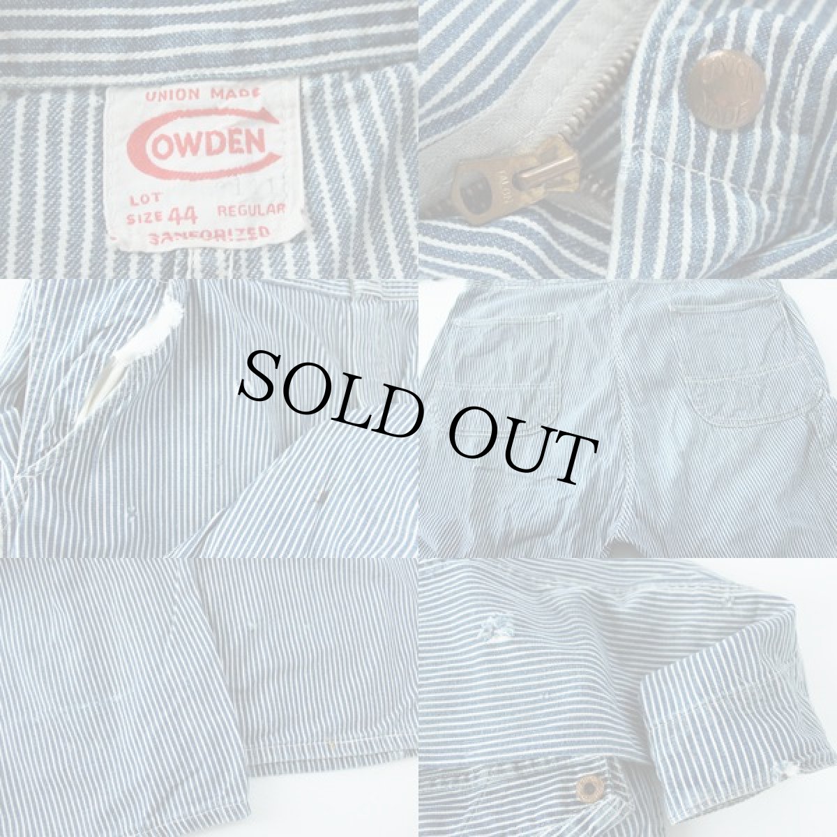 画像3: 50s USA製 COWDEN ヒッコリー オールインワン 44R★つなぎ (3)