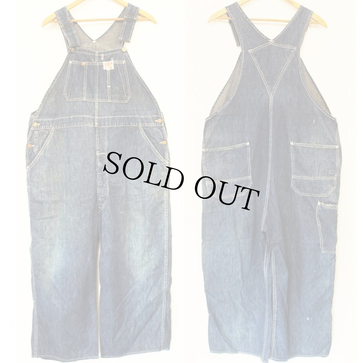 画像2: 50s ROUND HOUSEラウンドハウス インディゴ デニム オーバーオール (2)