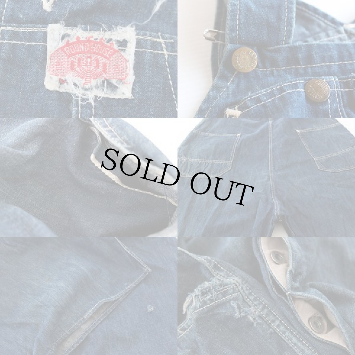 画像3: 50s ROUND HOUSEラウンドハウス インディゴ デニム オーバーオール (3)