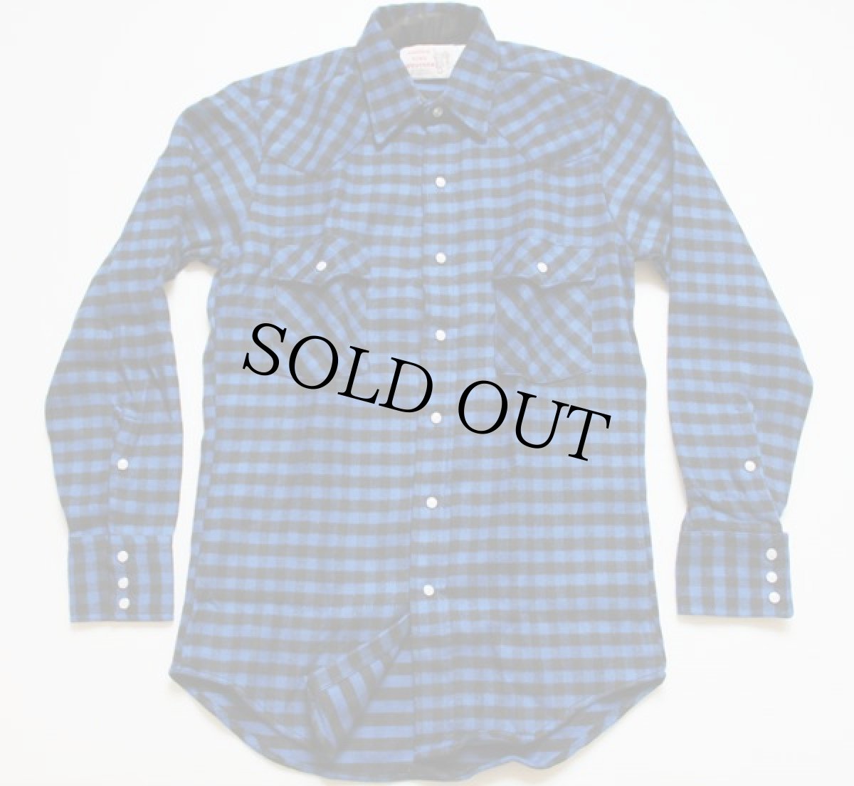 画像2: デッドストック★80s USA製 SADDLEKING by Key コットン フランネル ウエスタンシャツ 青 (2)