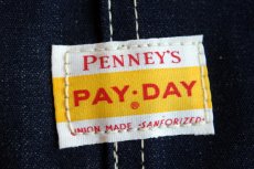 画像3: デッドストック★60s USA製 PENNEY'S PAYDAY インディゴ デニム オーバーオール 32×30 (3)