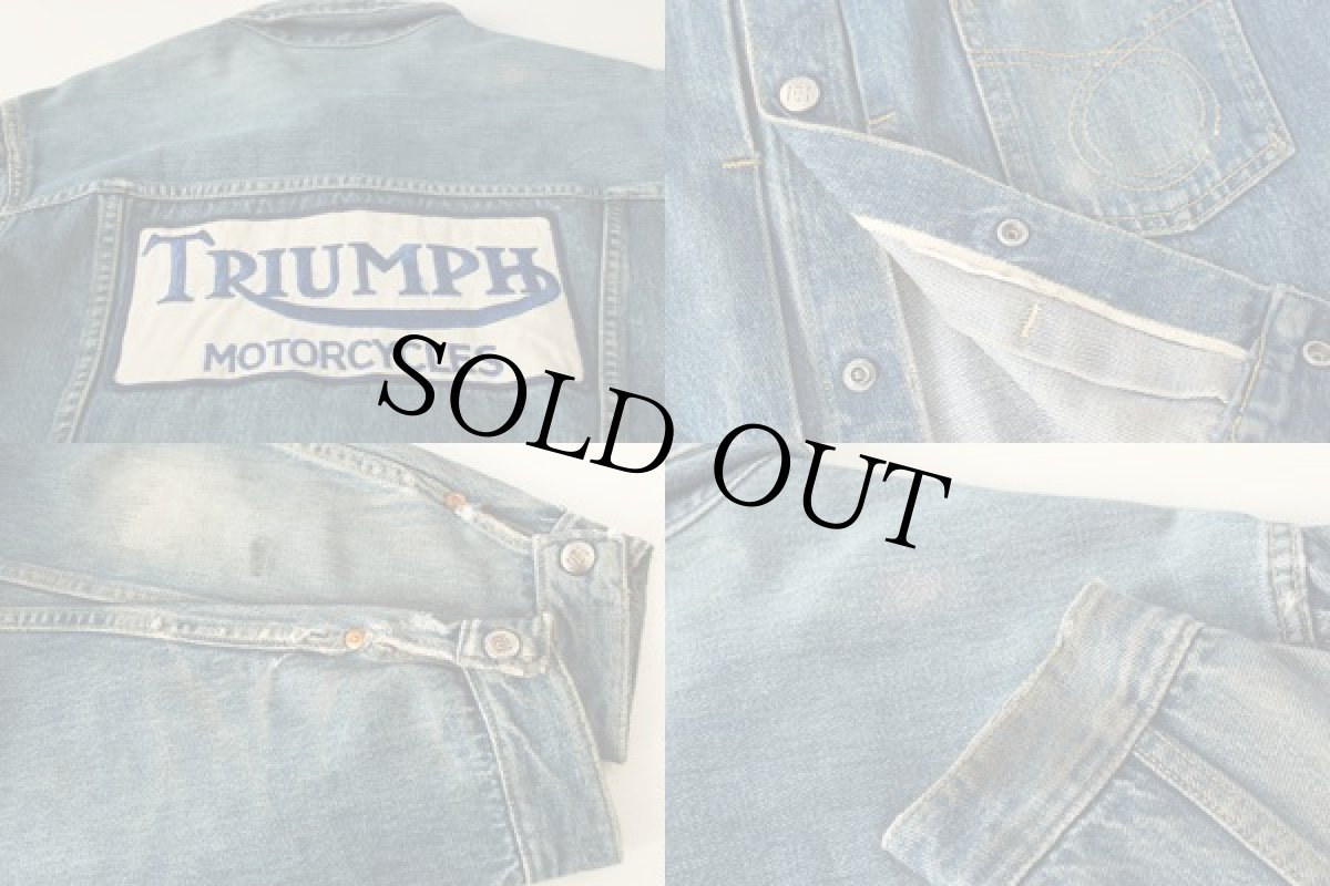 画像3: 60s MONTGOMERY WARD 101 TRIUMPHトライアンフ パッチ付き デニムジャケット (3)