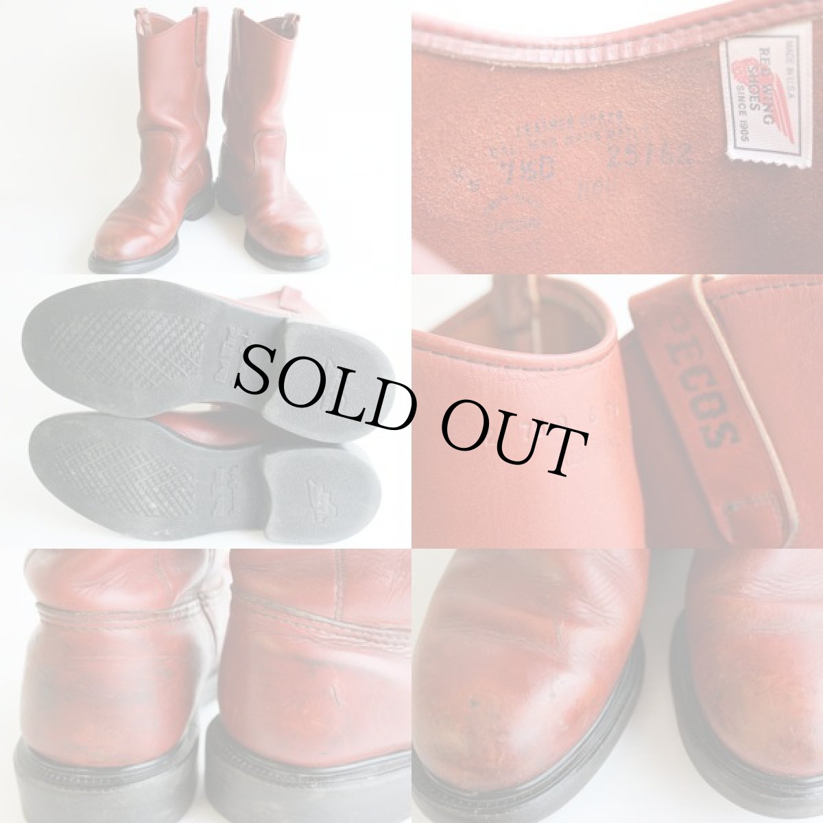 画像3: 90s USA製 REDWINGレッドウイング ペコスブーツ 赤茶 7.5D (3)