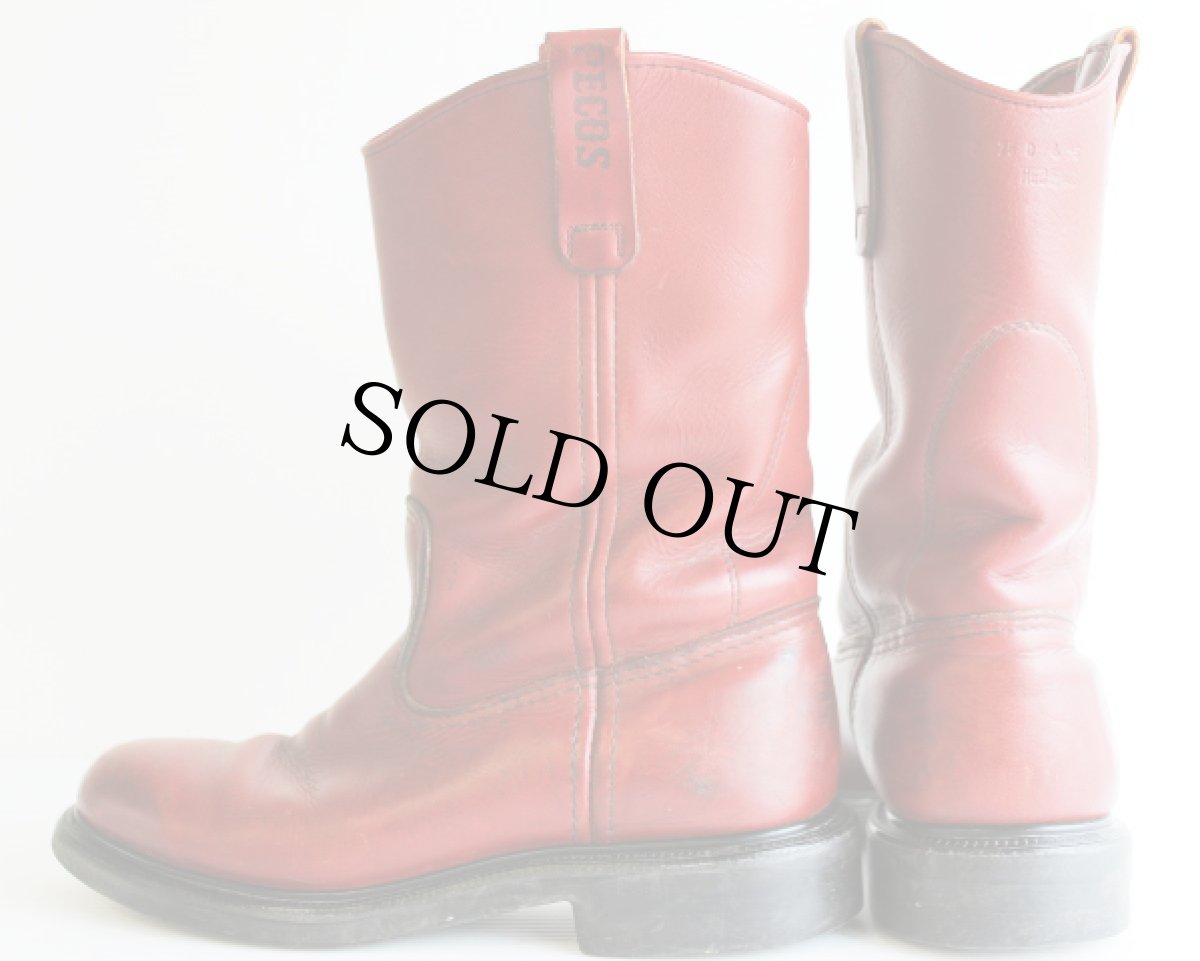 画像2: 90s USA製 REDWINGレッドウイング ペコスブーツ 赤茶 7.5D (2)