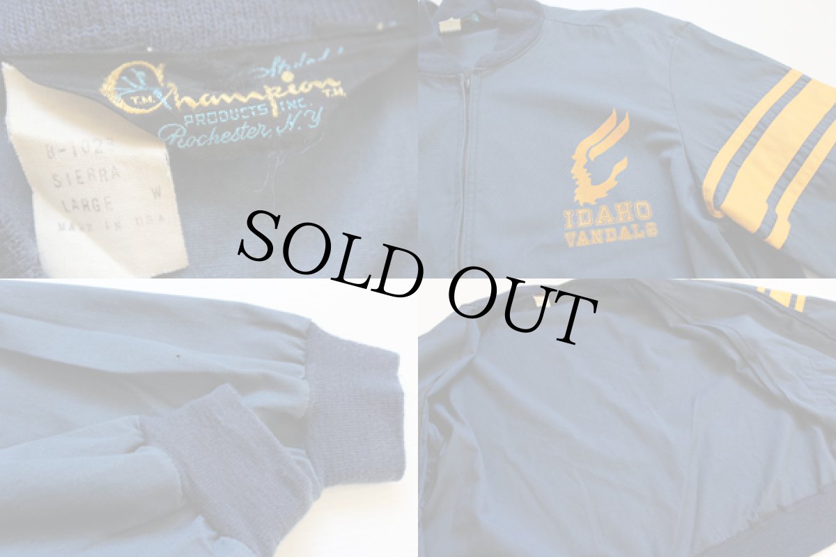 画像3: 70s USA製 Championチャンピオン ランタグ フロッキープリント コットンジャケット 紺 L (3)