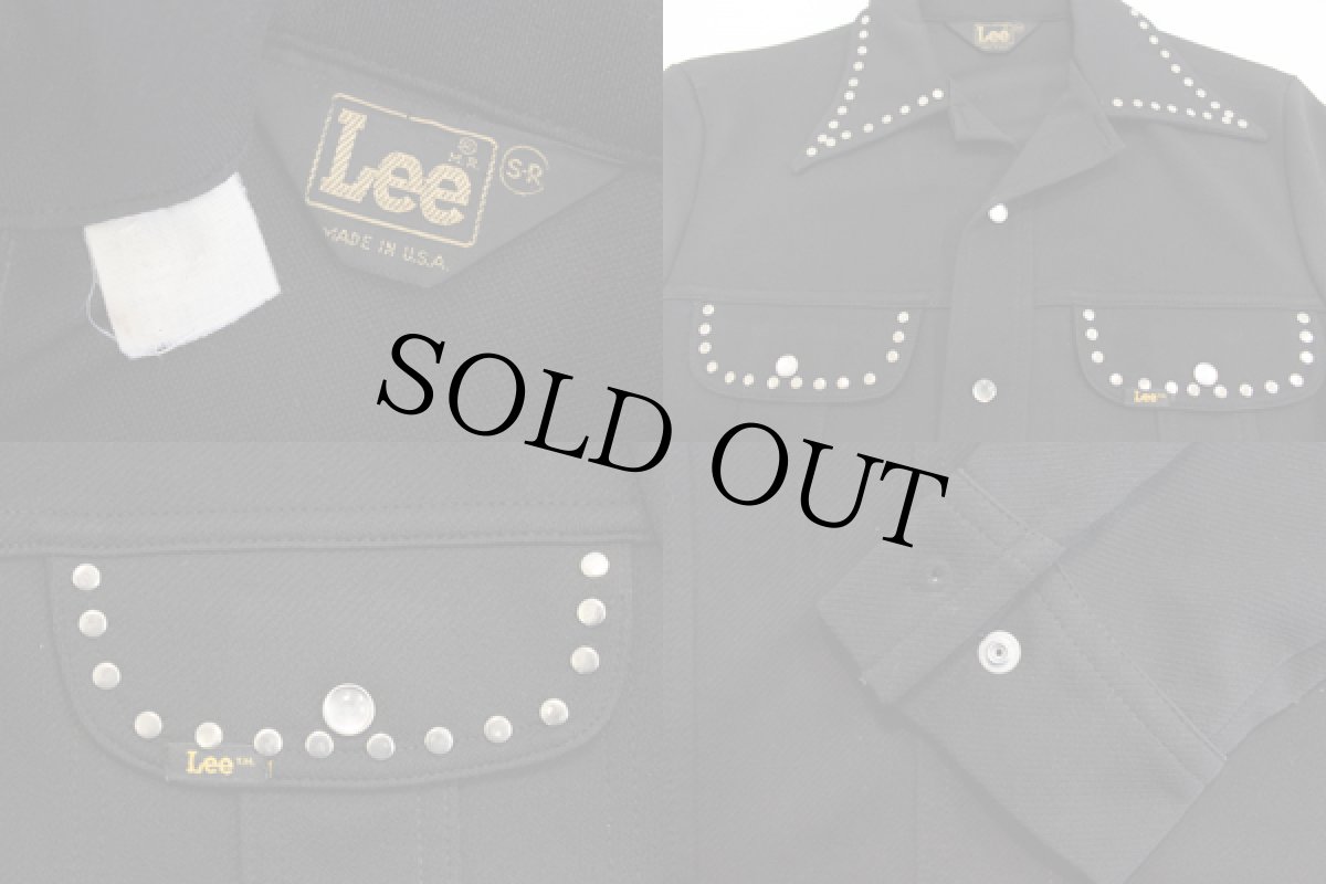 画像3: 70s Leeリー スタッズ ポリエステル シャツジャケット 黒 S (3)