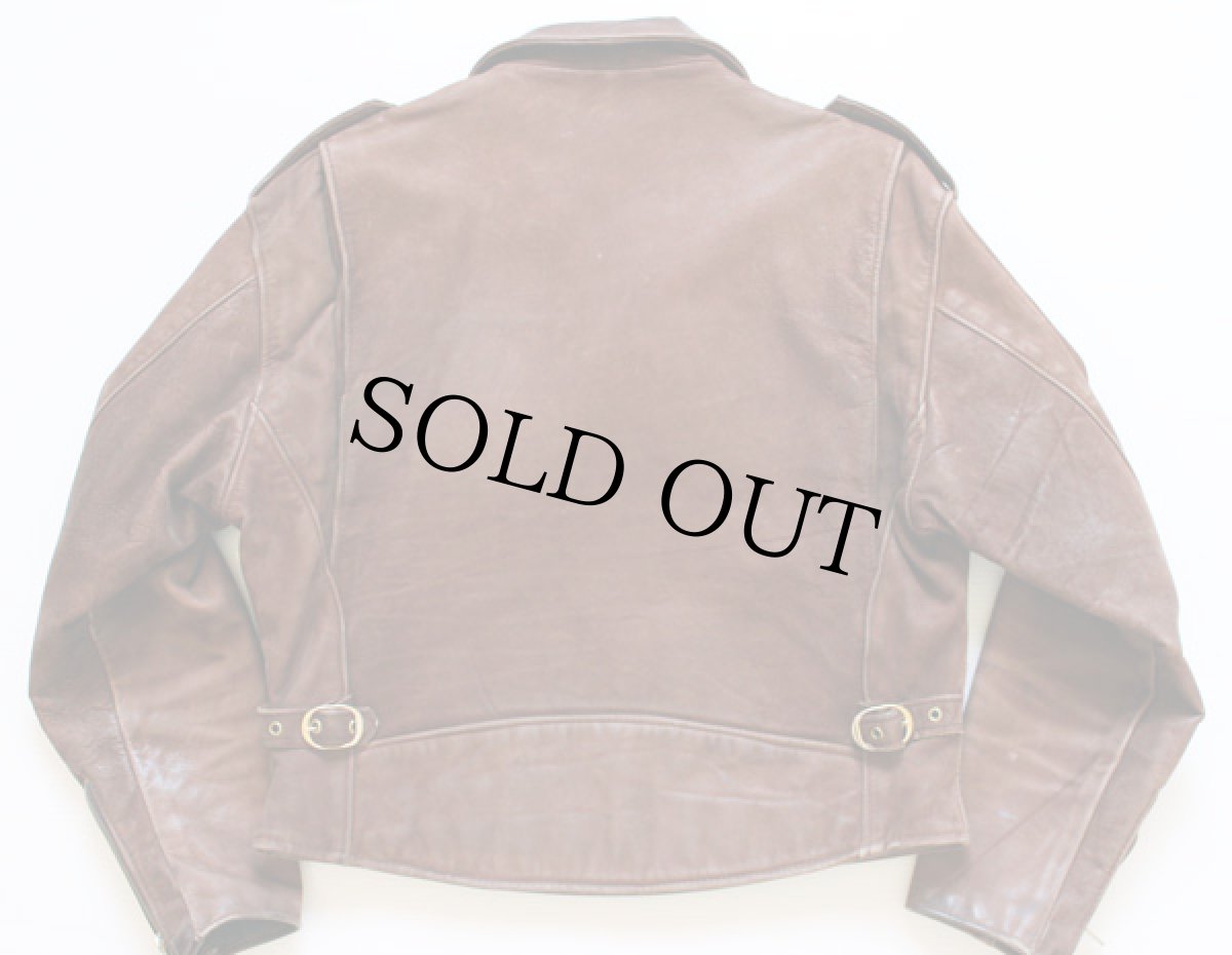 画像2: USA製 Schottショット ダブルライダース ヌバックレザージャケット 茶 40 (2)