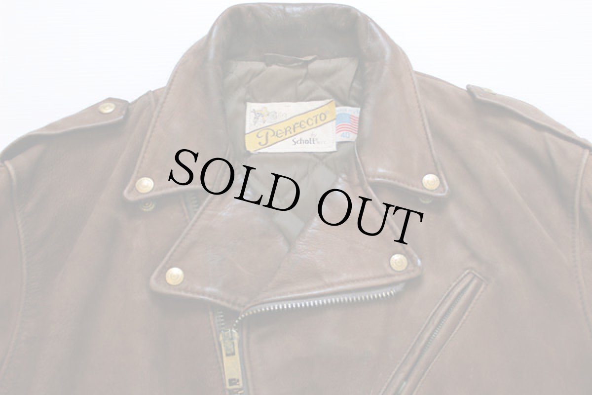 画像3: USA製 Schottショット ダブルライダース ヌバックレザージャケット 茶 40 (3)