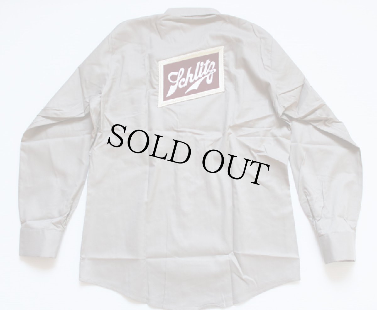 画像2: デッドストック★70s USA製 Unitog Schlitz パッチ付き ワークシャツ M (2)