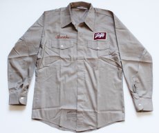 画像1: デッドストック★70s USA製 Unitog Schlitz パッチ付き ワークシャツ M (1)