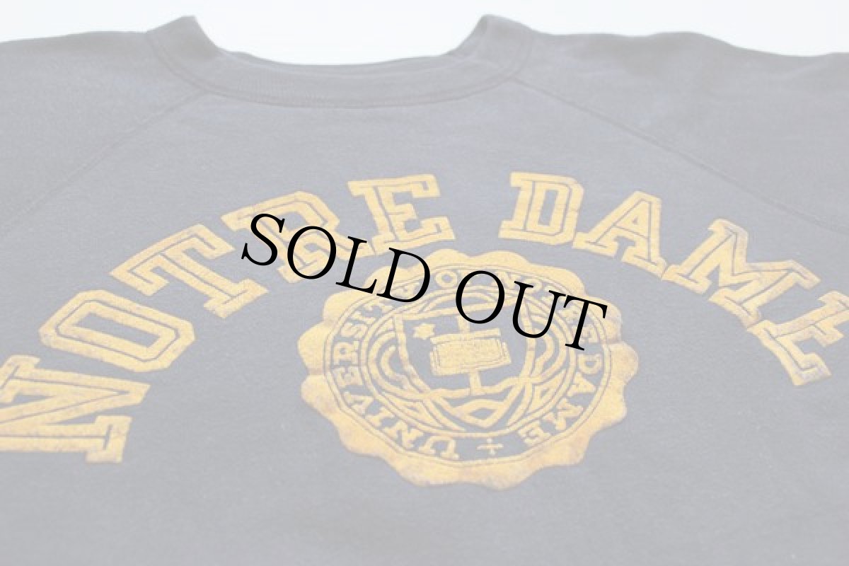 画像2: 60s NOTRE DAME フロッキープリント スウェット 紺 (2)