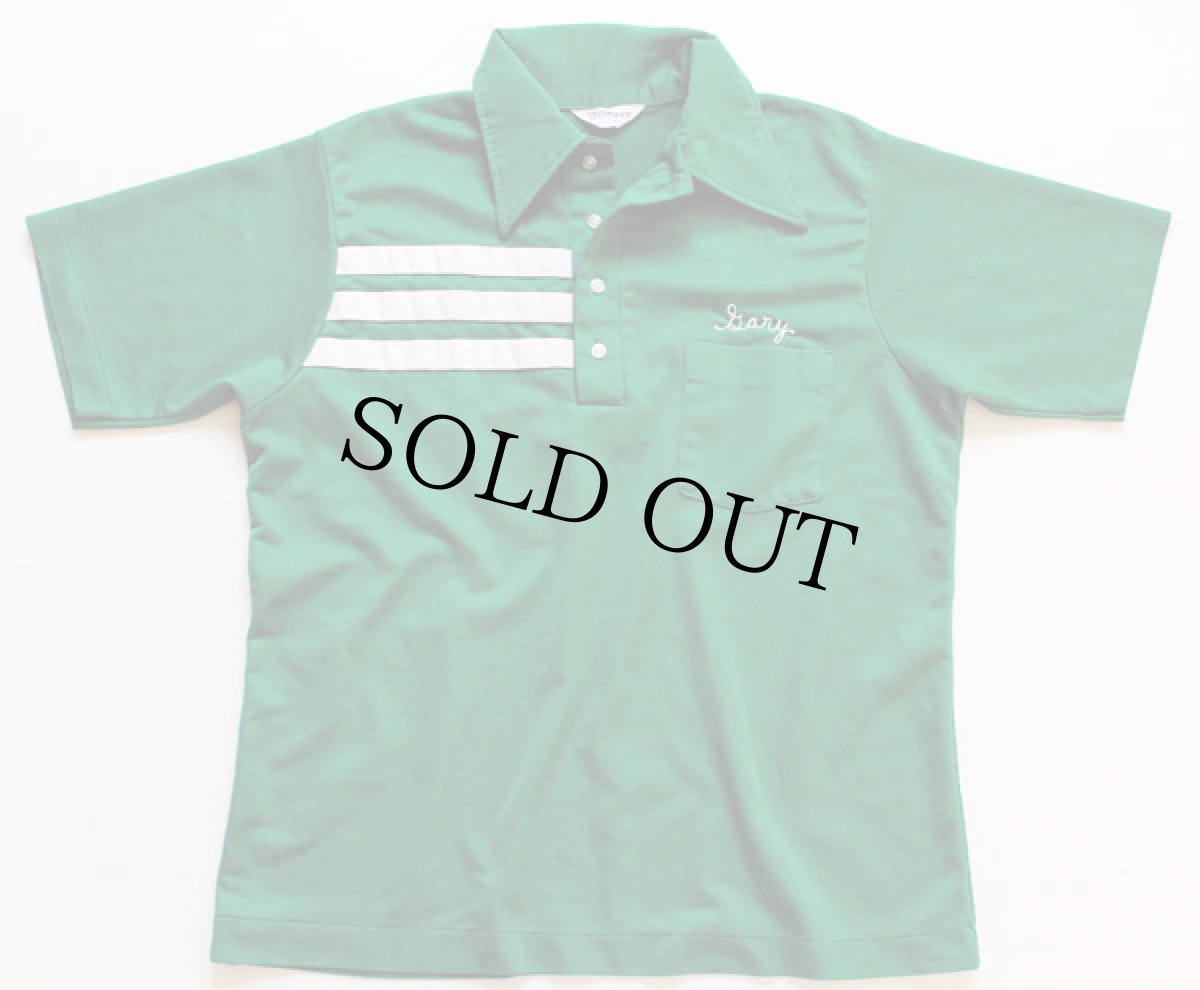 画像2: 70s NAT NAST チェーン刺繍 ボウリングシャツ 緑 (2)