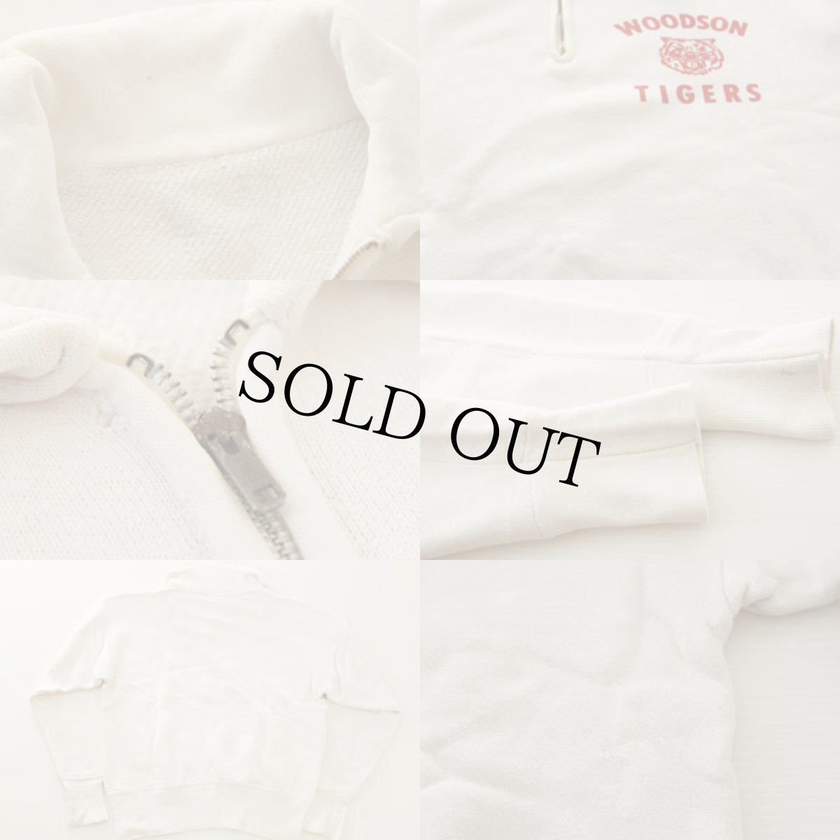 画像3: 50s 染み込みプリント ハーフジップスウェット 白 (3)