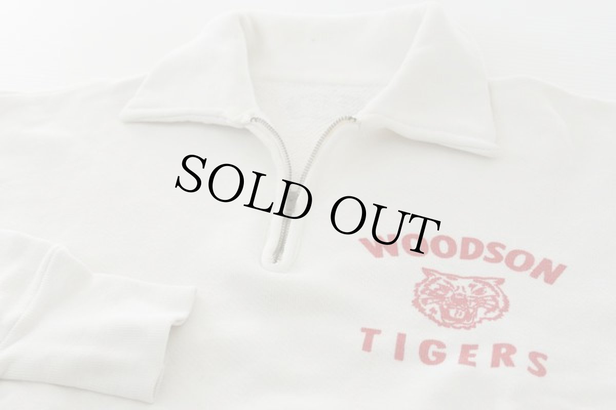 画像2: 50s 染み込みプリント ハーフジップスウェット 白 (2)