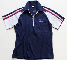 画像2: 70s USA製 Hiltonヒルトン チェーン刺繍 ボウリングシャツ M (2)