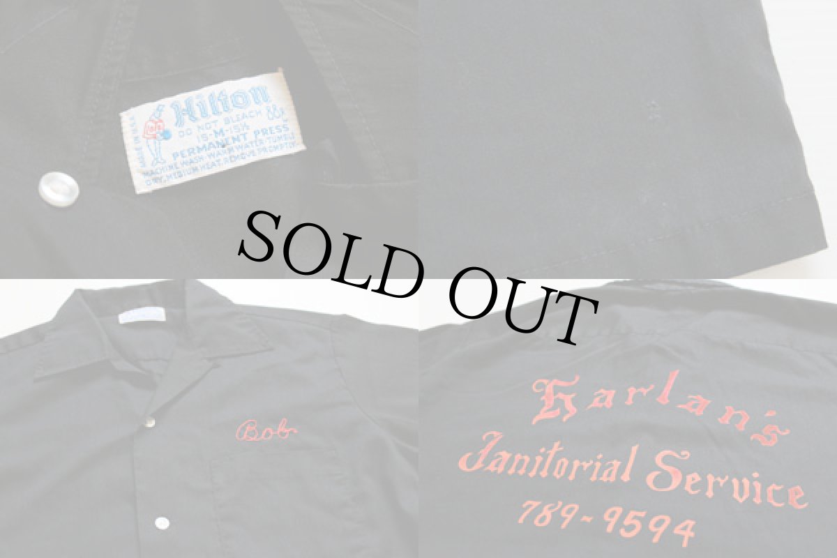 画像3: 70s USA製 Hiltonヒルトン ボウリングシャツ 黒 M (3)