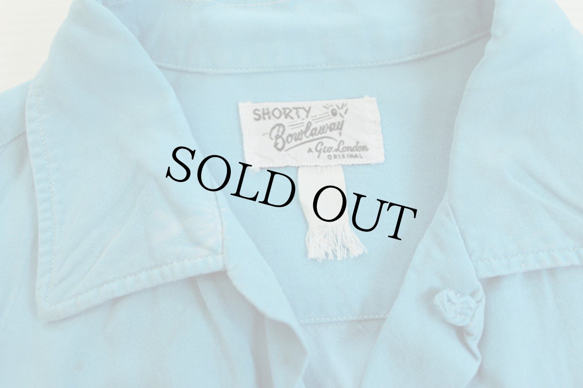 画像4: 50s SHORTY チェーン刺繍 ボウリングシャツ 水色 (4)