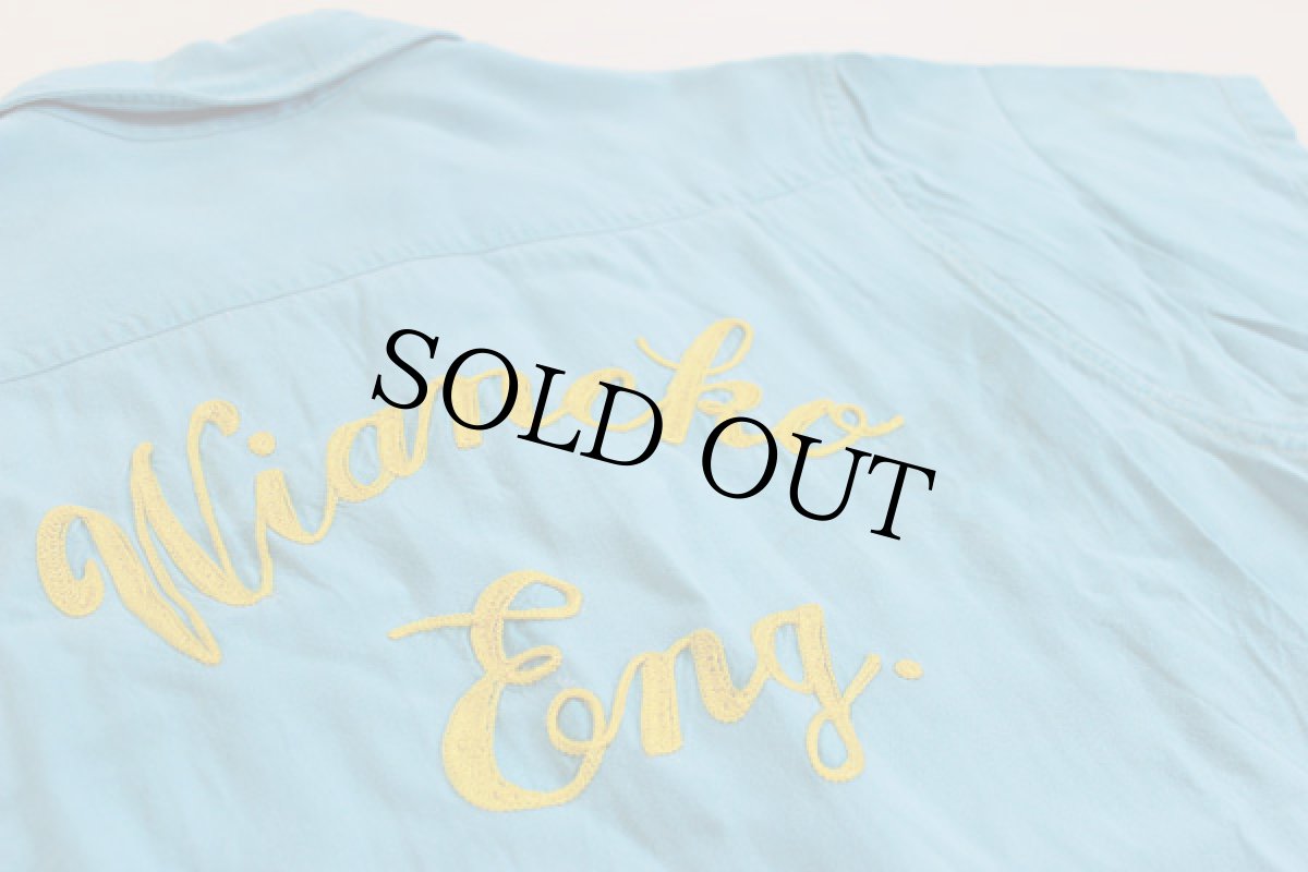 画像3: 50s SHORTY チェーン刺繍 ボウリングシャツ 水色 (3)