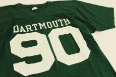 画像1: 80s USA製 Championチャンピオン DARTMOUTH 90 ナンバリング フットボールTシャツ 緑 S (1)