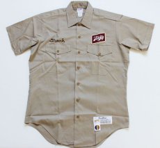 画像1: デッドストック★70s USA製 Unitog Schlitz パッチ付き ワークシャツ M (1)