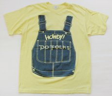 画像1: 80s USA製 HOWDY オーバーオール 騙し絵 Tシャツ 黄 XL (1)